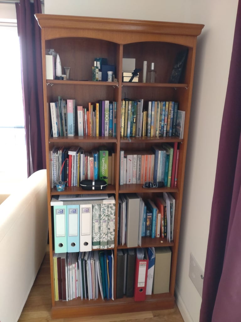 image for Vintage teak double bookcase display unit by Stag - adjustable shelves