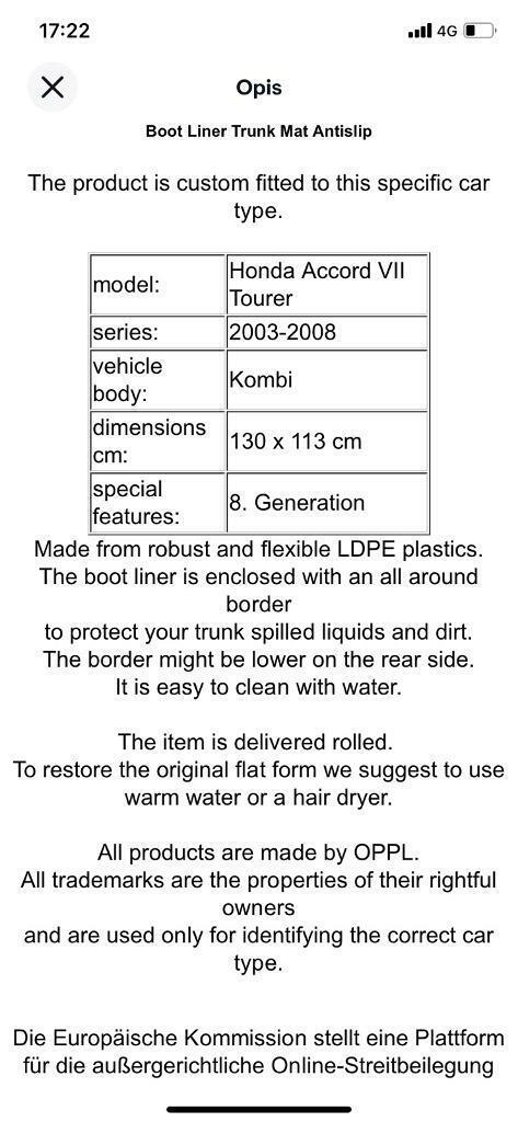 Honda Accord car mat