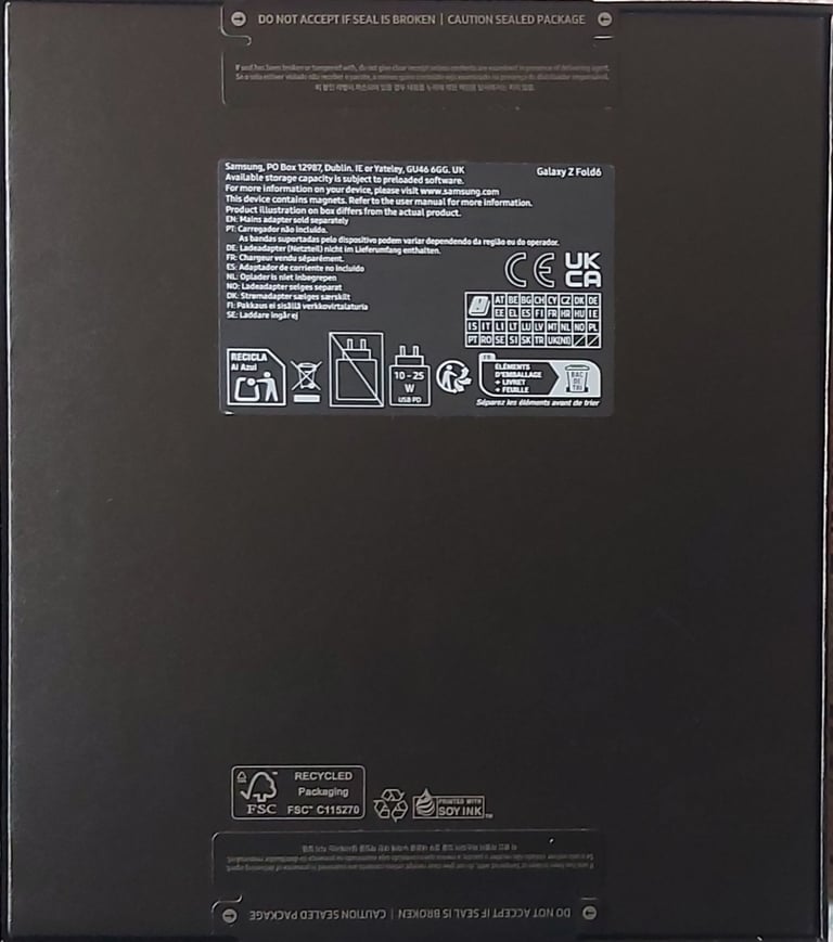 Samsung Galaxy Z Fold6 512gb/12gb, crafted black, unlocked, retailed box