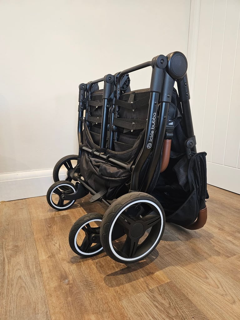 Ickle Bubba Venus Prime Double Stroller Pram with Bassinet Black