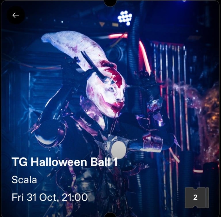 2 x TG Halloween Ball Tickets (Torture Garden) 