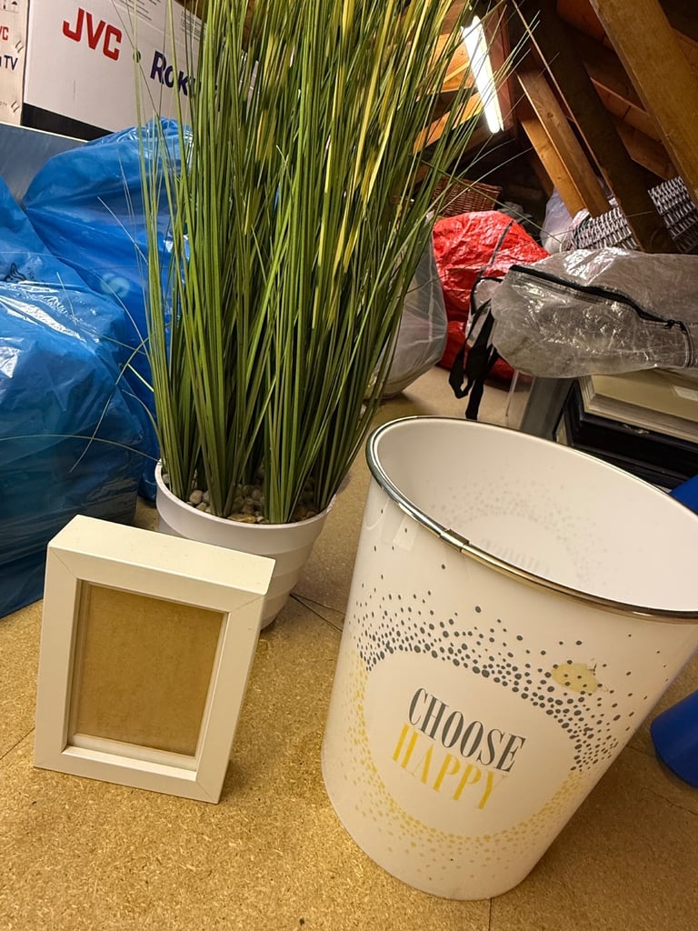 Faux Plant, Bin and Photo Frame