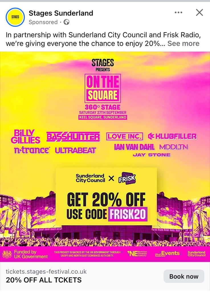 2x adult 1x teen tickets for Sunderland dance music featival