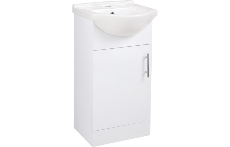 New White Vista Floor Standing Basin Unit and Mirror Pack 450mm RRP £175 Our Price £110