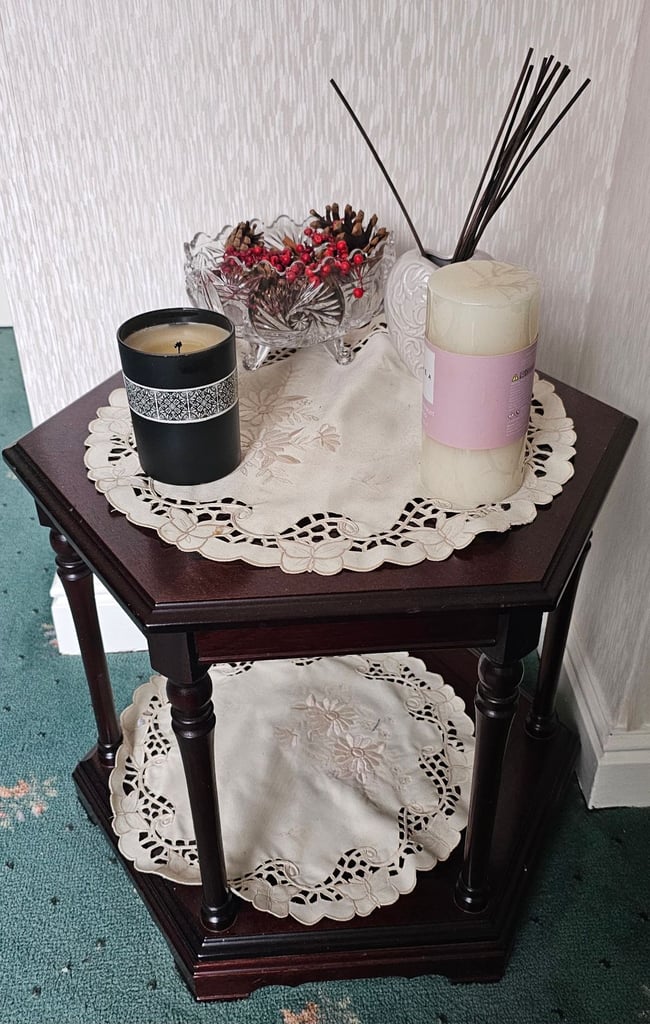 Hexagonal Legate Dark Wood Coffee Table L51cmxW45cmxH44cm Upcycle Project?