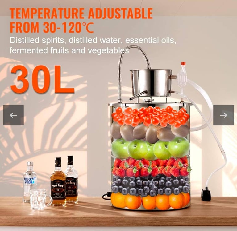 VEVOR Electric Alcohol Still 9Gal/13Gal, Distillery Kit W/Pump & Thermometer Multiple Uses. £70