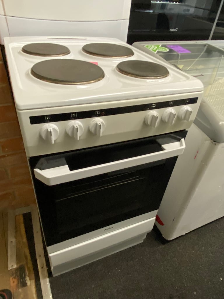 WHITE AMICA 50CM SOLID HOB ELECTRIC COOKER 