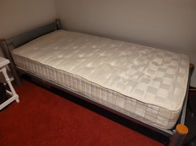 Metal & Wooden Single Bed with Single Mattress (needing a new home)