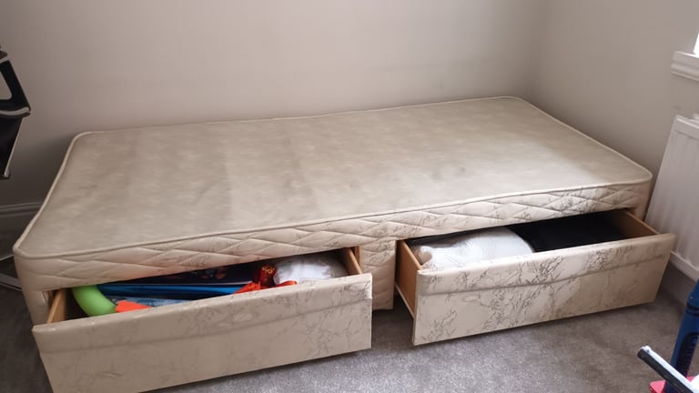 SINGLE BED, double drawers 