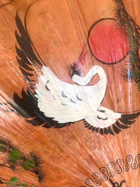 VINTAGE RICE PAPER PARASOL, BAMBOO, ORIENTAL, UMBRELLA 