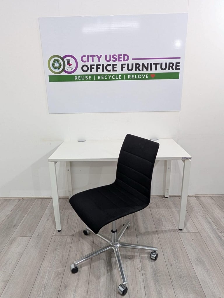 Haworth Height Adjustable Desk, White Top & Frame, W1200mm with Office Chair Delivery Nationwide