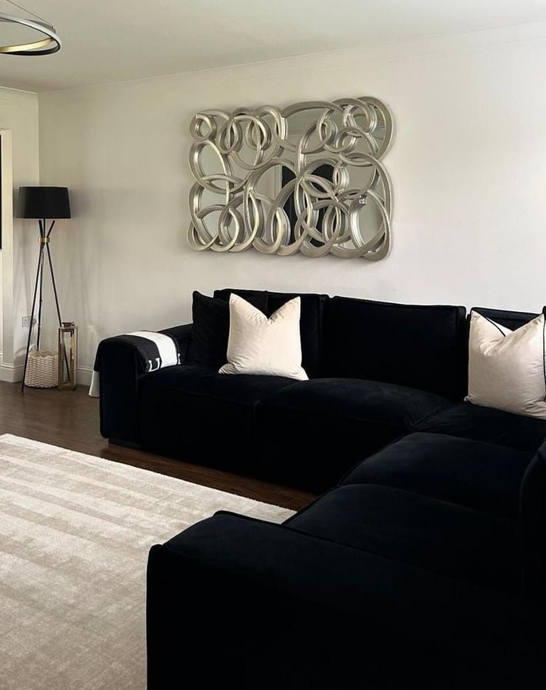 image for Black five seater corner sofa 