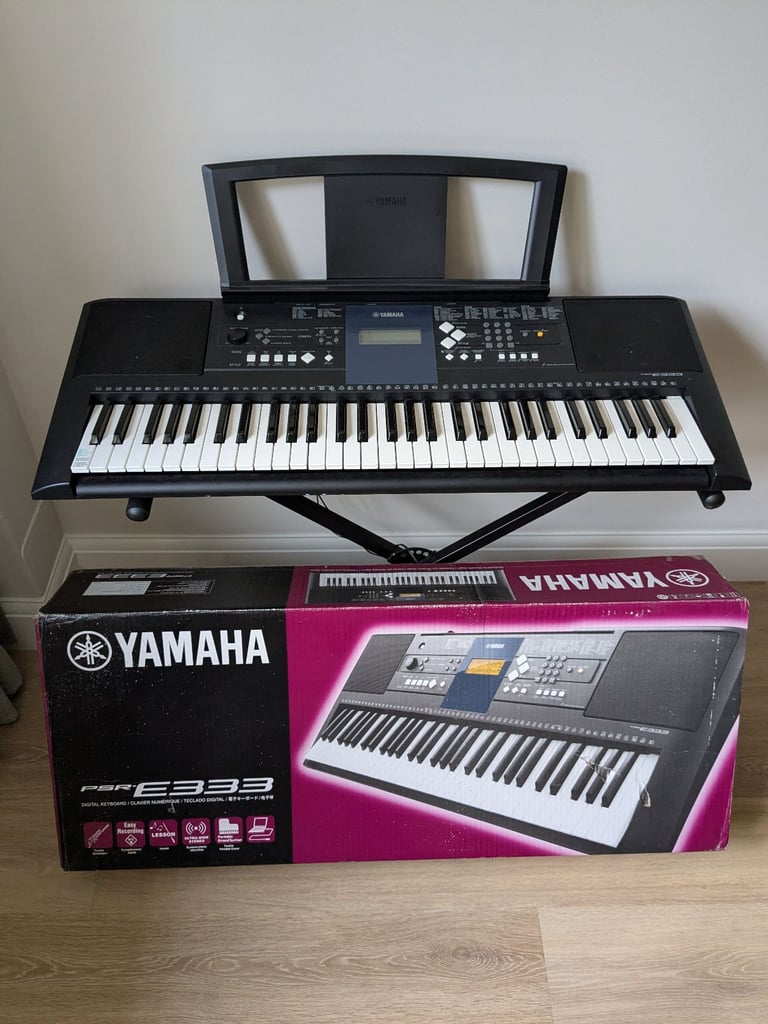 YAMAHA PSR-333 61 KEY ELECTRONIC KEYBOARD + POWER SUPPLY +STAND