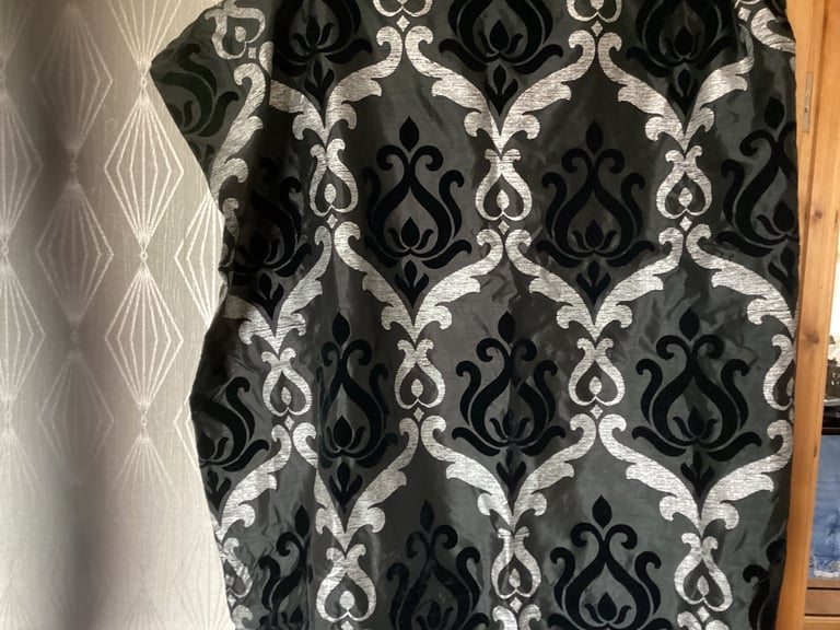Black and silver Design Curtains 90” x90” (SOLD )