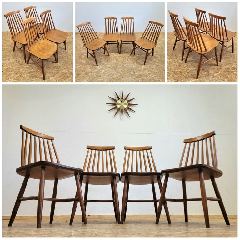 image for Set 4 x Retro 70s IKEA Tellus Teak Finish Dining Chairs - Mid Century G-Plan Era
