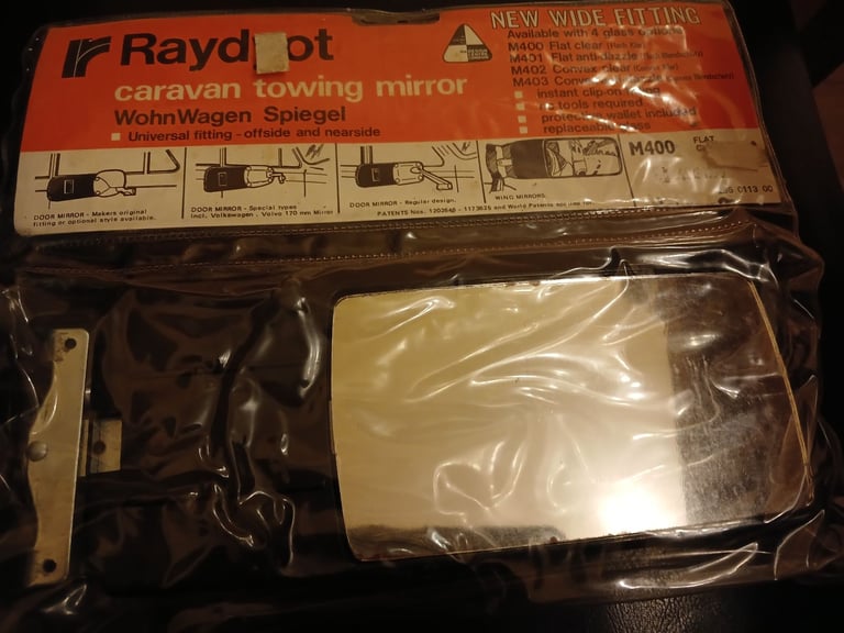 Raydyot Vintage M400 Flat Clear "Classic" Caravan / Towing Mirrors x 2