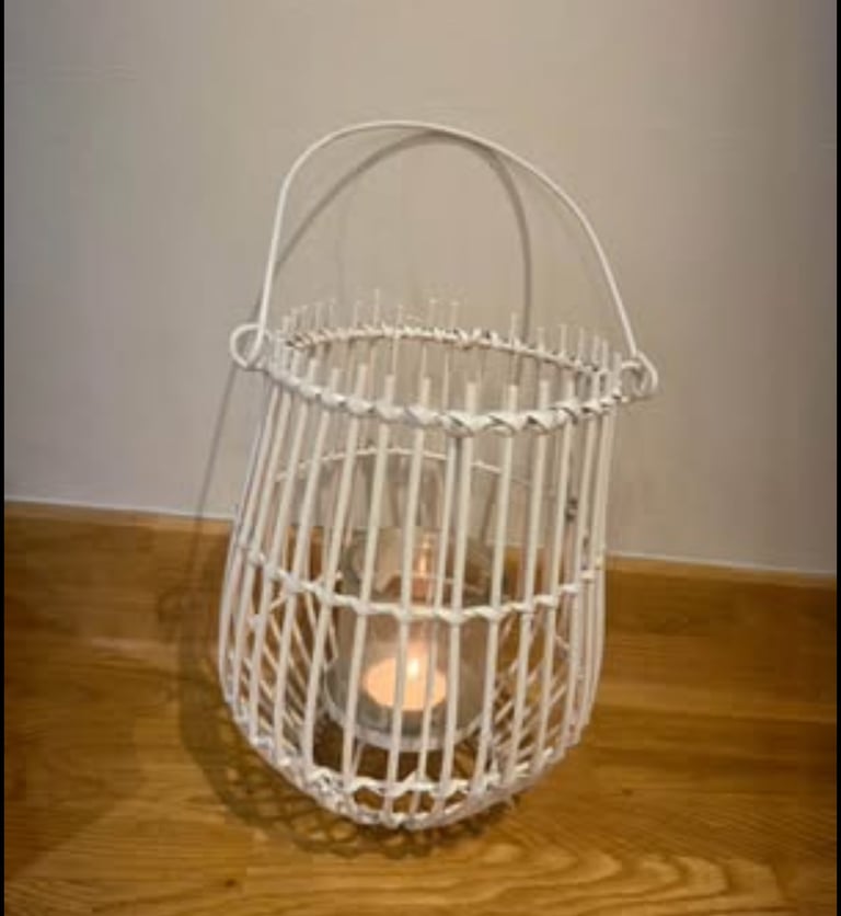 The White company white  lantern candle holder larger size