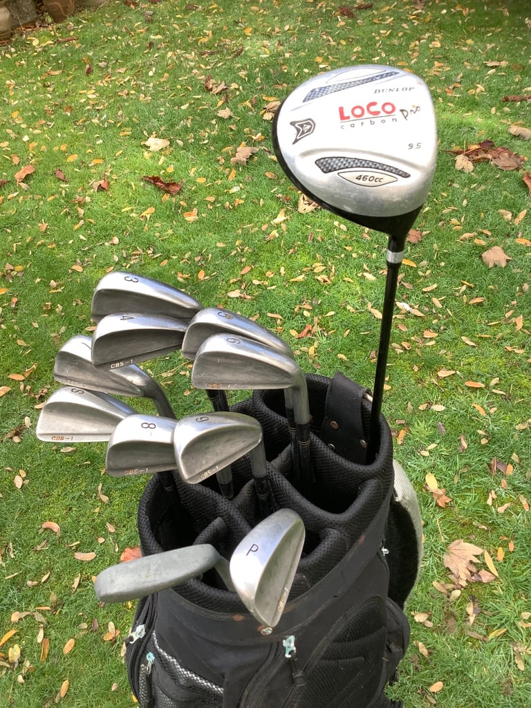 ⛳️ MENS FULL SET OF GOLF ⛳️ CLUBS + PUTTER & CART BAG 💼 RIGHT HANDED (NEW GRIPS!)