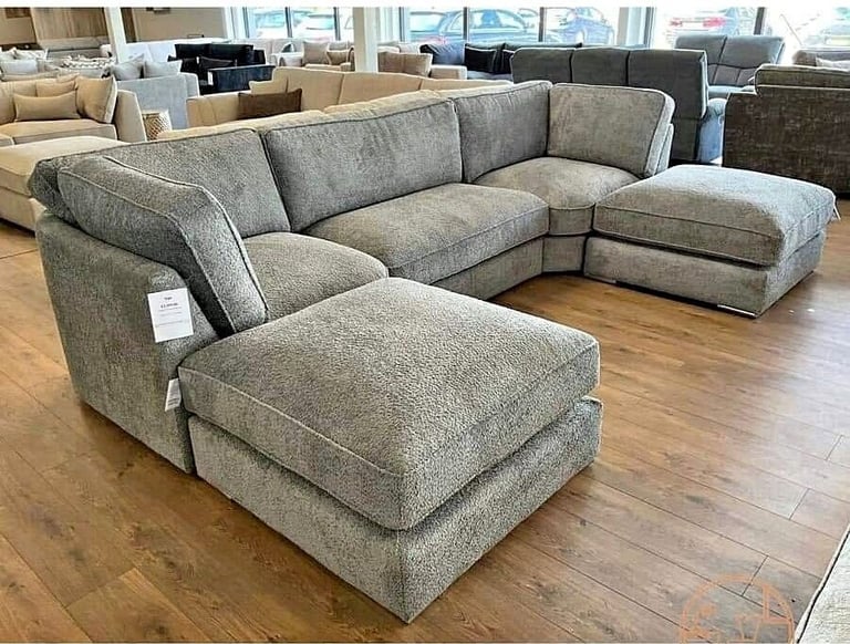 image for Big Sale - Alaska U Shape Full Back Chenille Corner Sofa ~~ Comfort Feel || Cash On Delivery