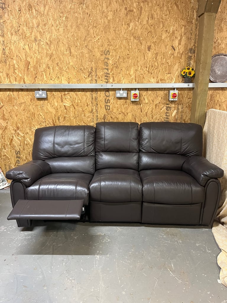 image for Brown leather sofa