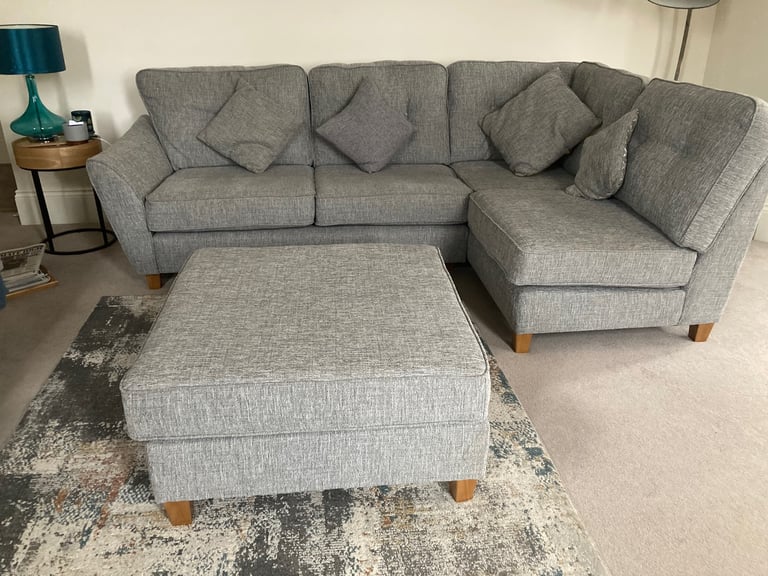 image for Grey Corner Sofa and Footstool for sale 