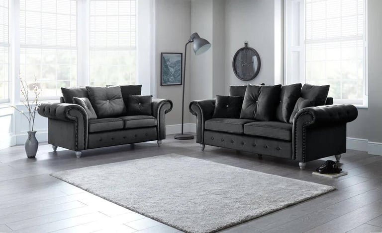 image for 🌹❤Luxuries brand new 3 seater corner sofa 2 seater ashwin velvet sofa