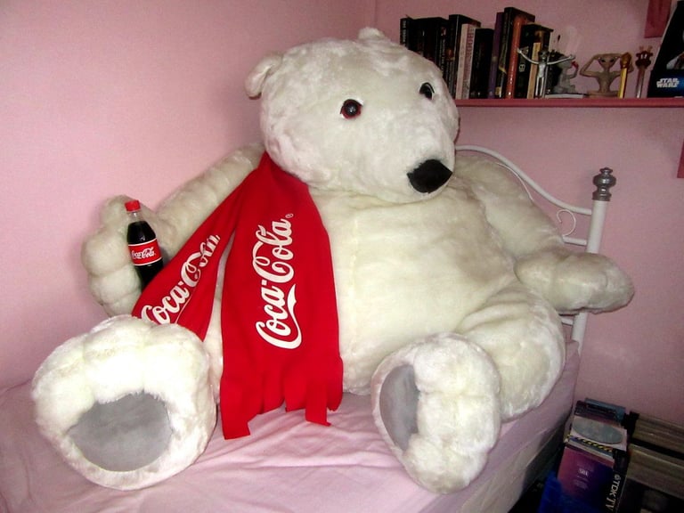 image for Giant Genuine Coca-Cola Plush Polar Bear - (over 7ft round the hips)