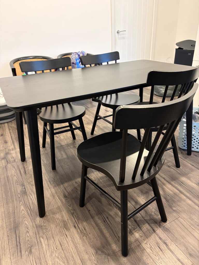 image for Black Dining Table Set with 4 chairs 