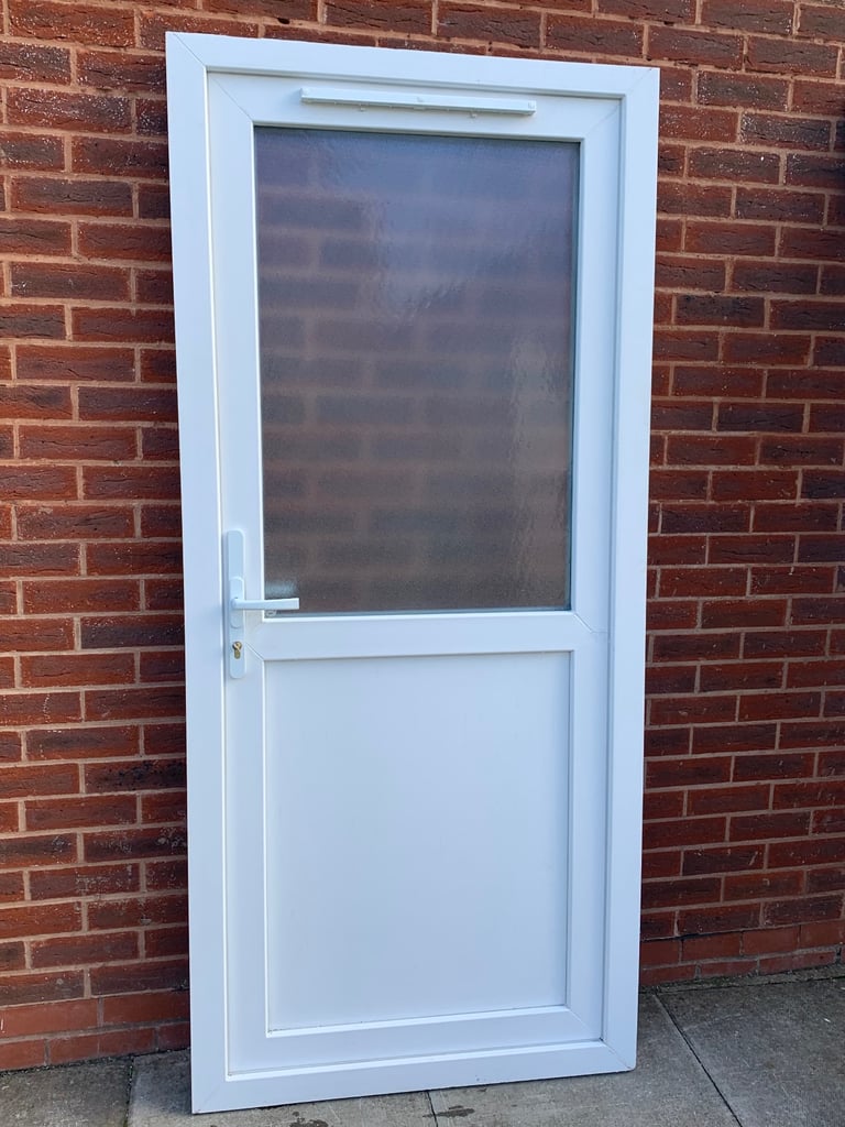 UPVC DOUBLE GLAZED BACK DOOR SIDE DOOR & KEY 92cm WIDE 204cm HIGH Can Deliver