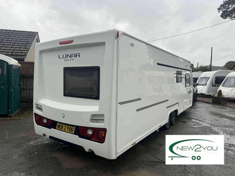 2016 Lunar Delta RI 4 Berth TRASNVERSE BED Caravan - STOCK NO E193