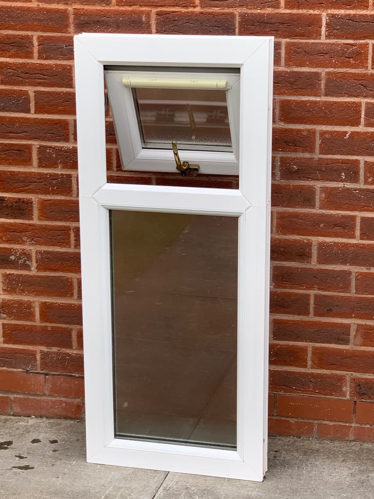 UPVC DOUBLE GLAZED BATHROOM WINDOW WITH TOP OPENER 48.5cm WIDE 113.5cm HIGH