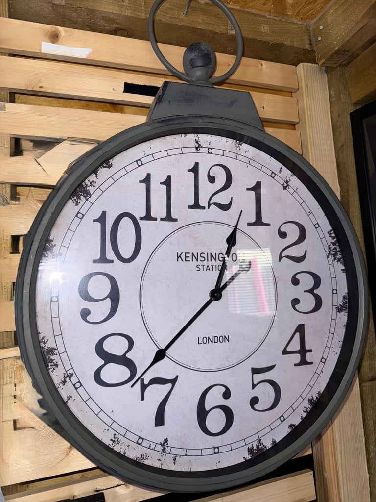 Large Grey Clock Kensington Station 