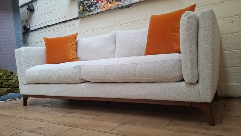 John lewis Trim 3 seater sofa in white boucle fabric RRP £2000