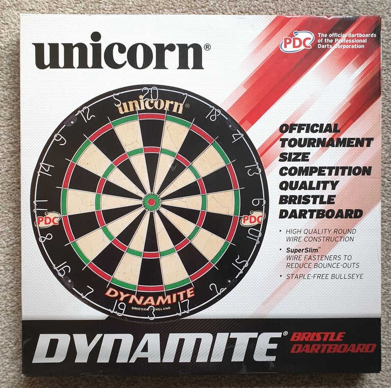 NEW Unicorn Dartboard, Cabinet & 2 Sets of Darts 