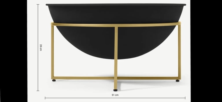 Brand New Made Metal Fire Pit, Black with Brass Frame. RRP: £165