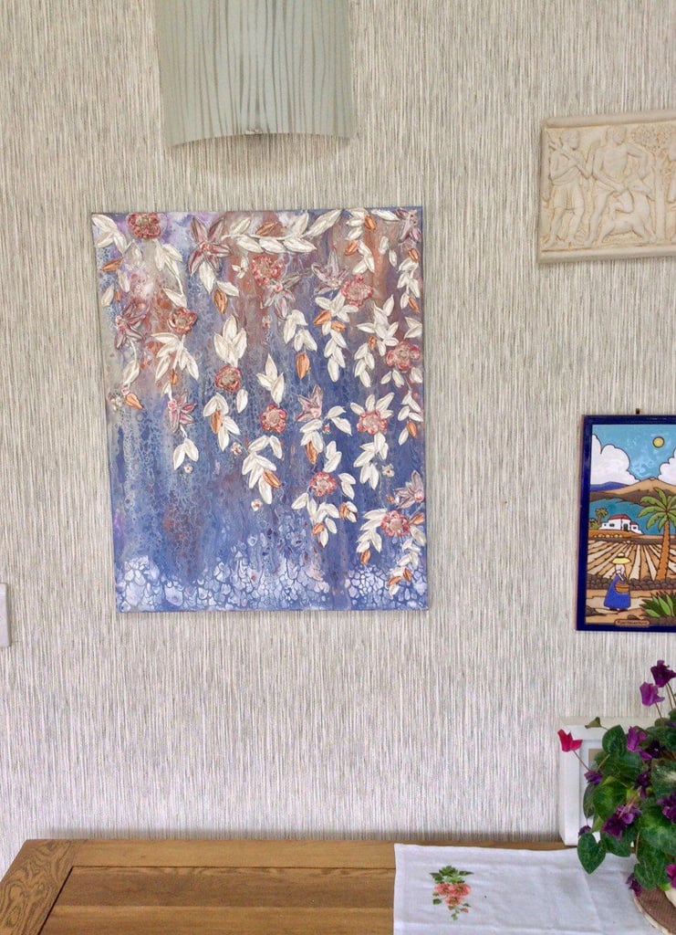 Gentle original acrylic painting,  abstract artwork with texture 