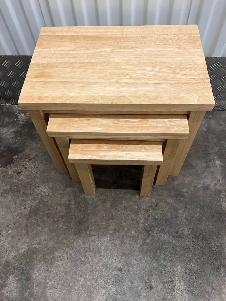 Light Oak Nest of 3 Tables 