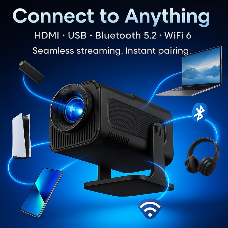 image for Mini Projector — Smart Android, WiFi 6, 1080P HD, Portable