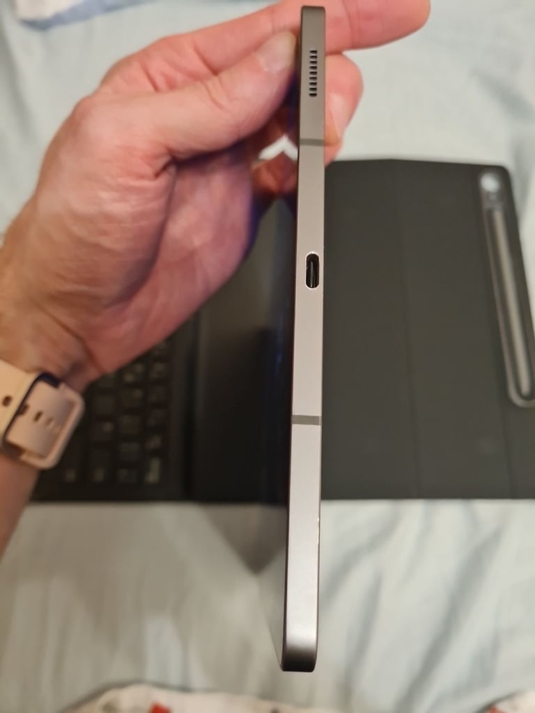Samsung Galaxy Tab S9 FE, plus keyboard cover, and S Pen