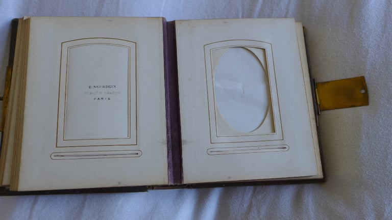 LEATHER BOUND ANTIQUE VICTORIAN PHOTO ALBUM. POSSIBLE JOHN GALSWORTHY CONNECTION