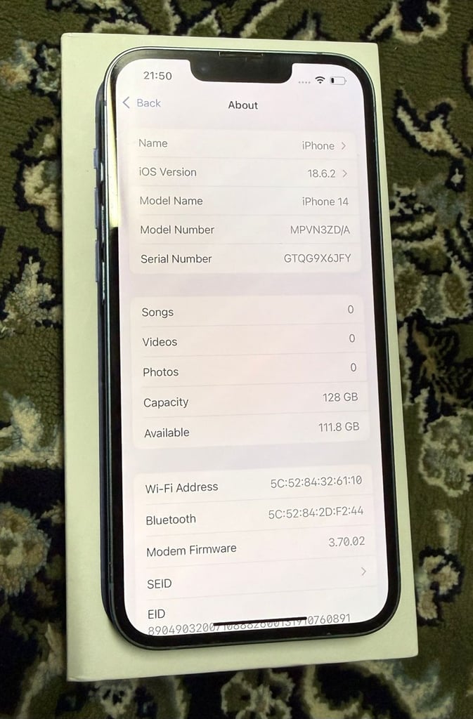 Apple iPhone 14 128 Gb Blue Unlocked Good Condition 
