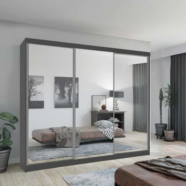 image for Modern Sliding Wardrobe with Mirrored Doors
