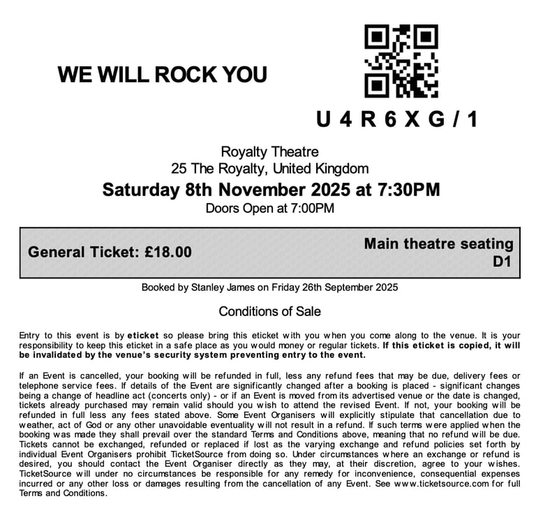 We Will Rock You Tickets