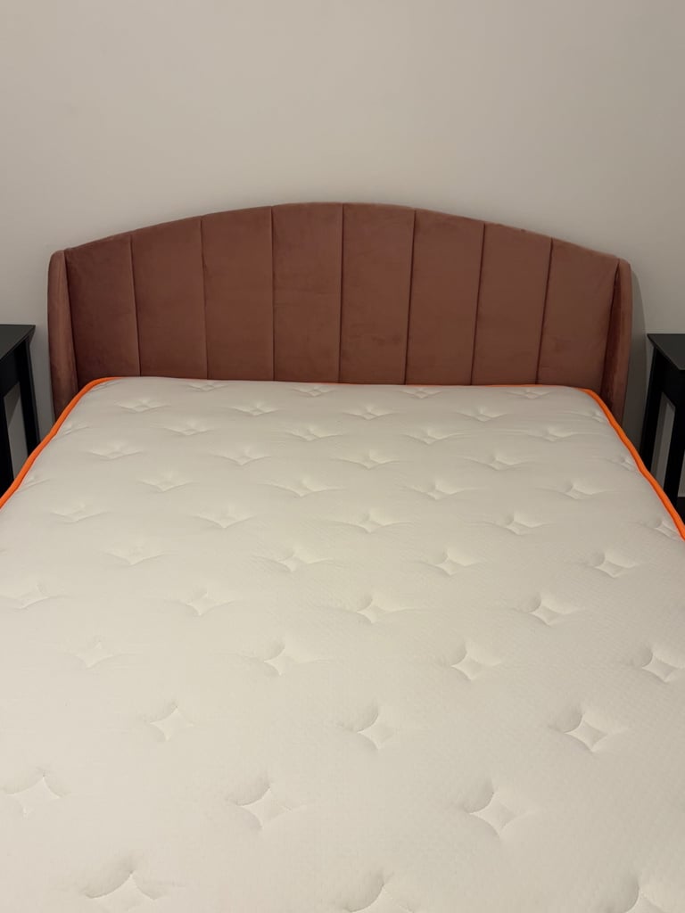 Pink double ottoman bed 