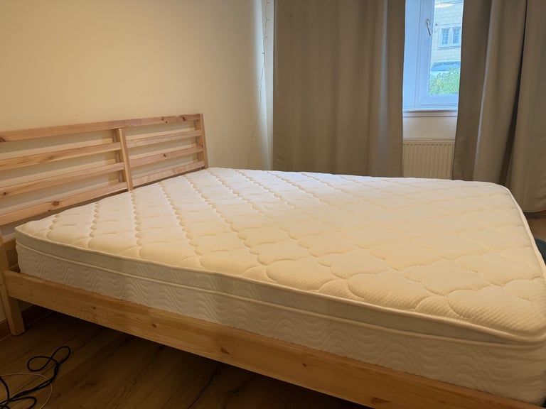 image for King Size IKEA Bed Frame + Sleep Night Mattress – Almost New
