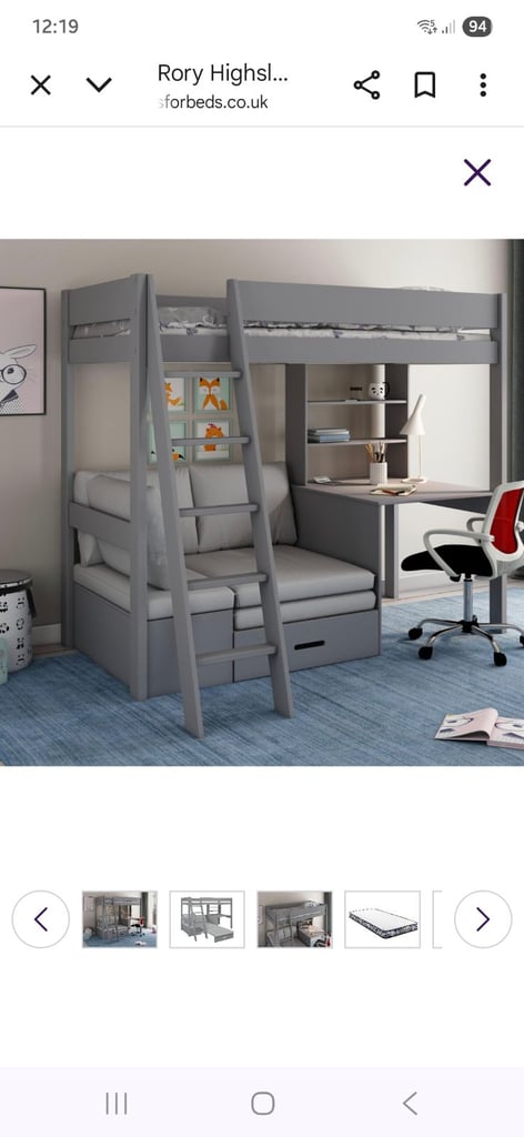 image for Bunk bed with seat and desk below