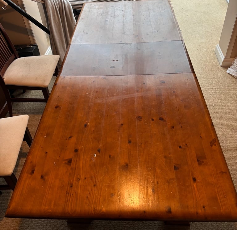 Extendable Mahogany Dining Table | Solid Wood | Curved Edge | Seats 6–8 | Free New Top