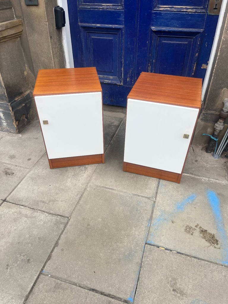 Retro Bedsides , must be seen . Original handles . In good condition .  