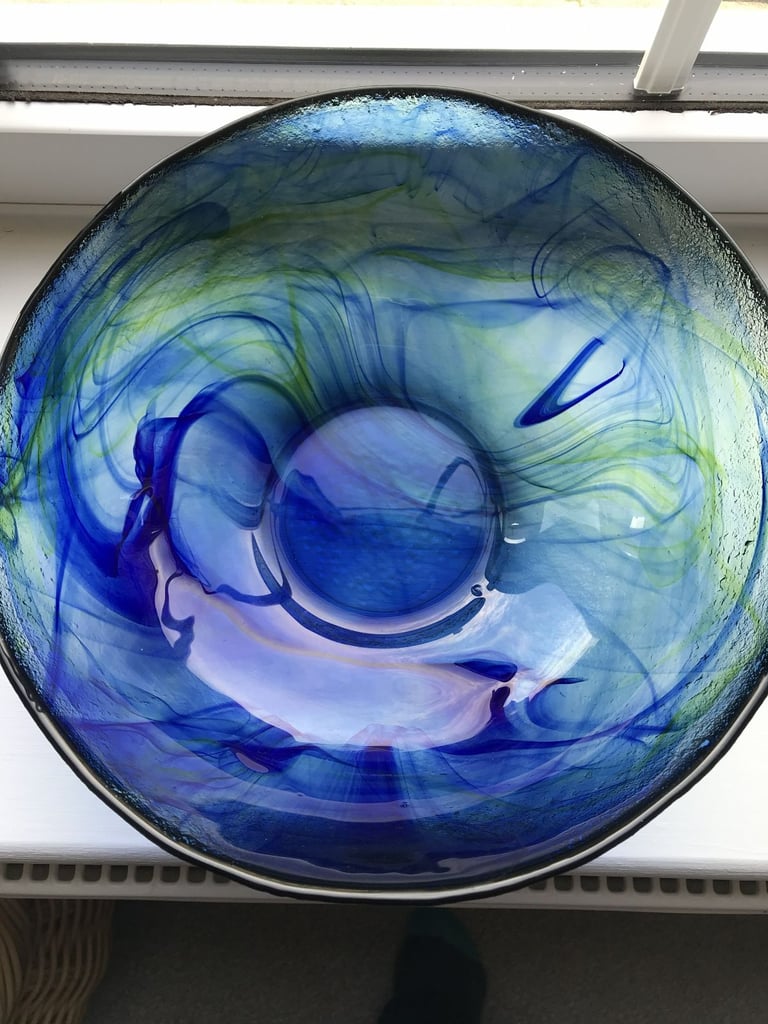image for Blue & Green swirl glass bowl