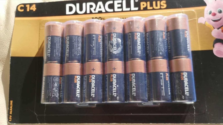 DURACELL POWER PLUS SIZE C14 LASTING PACK OF 14 BATTERIES